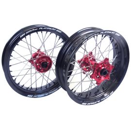 ROUE SUPERMOTO COMPLÈTE ARRIÈRE GAS ROUGE/NOIR/NICKEL