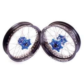 ROUE SUPERMOTO COMPLÈTE AVANT YAMAHA BLEU/NOIR/NICKEL