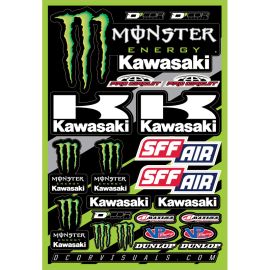 FEUILLE D'AUTOCOLLANTS MX FACTORY TEAM MONSTER KAWA