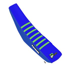 COUVRE-SIÈGE KAWASAKI KX250-450 BLEU/NERVURES VERTES