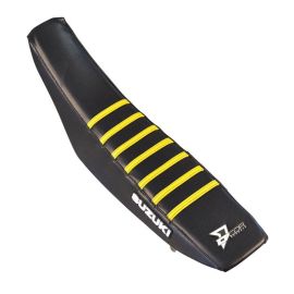 COUVRE-SIÈGE SUZUKI  RM 125-250 NOIR/NERVURES JAUNES