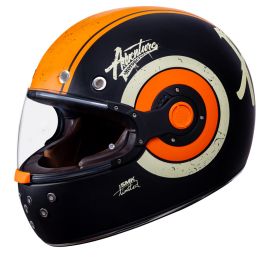 CASQUE RETRO - ADVENTURE NOIR/ORANGE/BLANC (MAT) (TP)