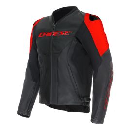 MANTEAU EN CUIR PERF RACING 5 NOIR/ROUGE FLUO 54